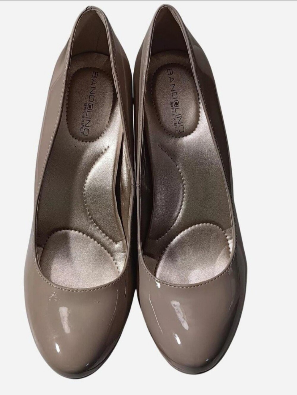 Bandolino B-Flexible Patent Nude Pumps High Heels Comfort Sole Sz 7.5M Glossy